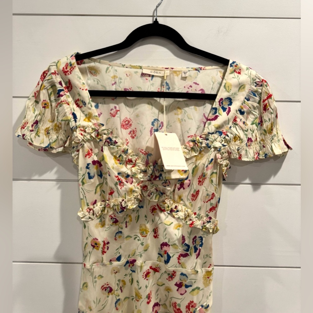 NWT Doen Valerine cream floral silk maxi dress - Picture 5 of 9